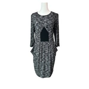 Joseph Ribkoff Dress 3/4 sleeves pockets black white Stretch 12